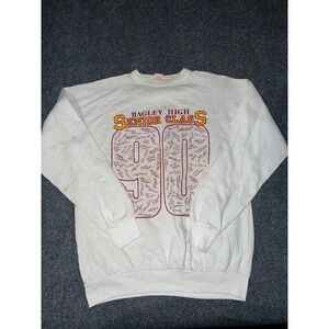 Vintage 1990 Alore Bagley High Senior Class Graduation Sweatshirt White Medium